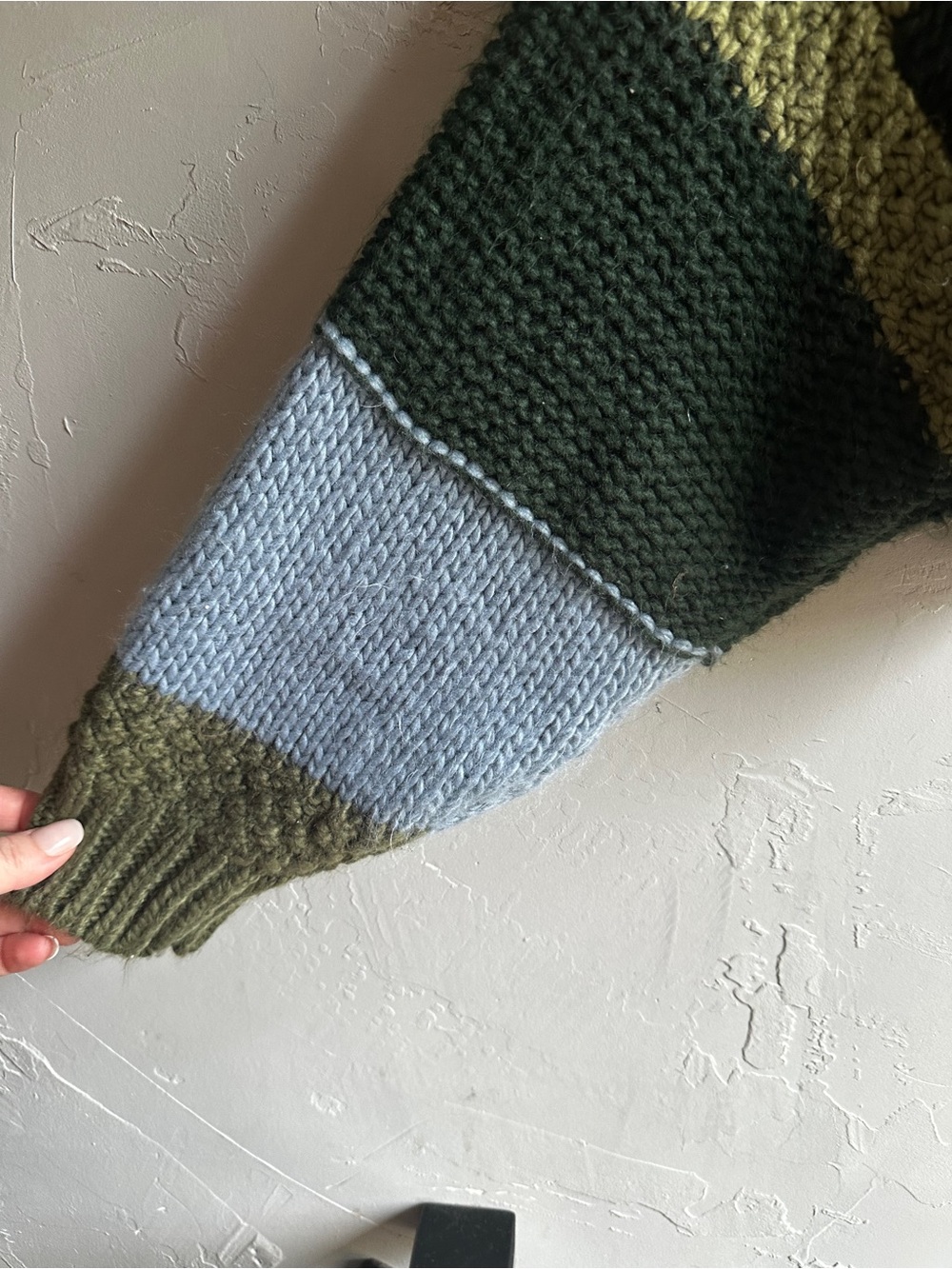 Lelis Cropped Chunky Knit Sweater Colorblock Cottagecore Grunge Cozy Lounge XS - Picture 4 of 11